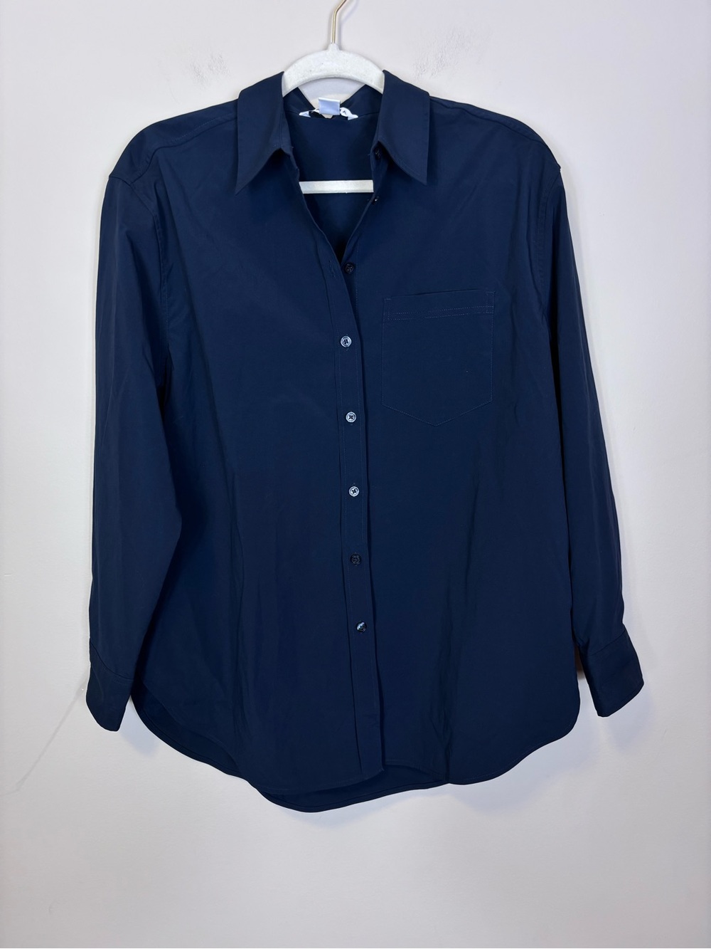 Athleta Classic Navy Long-Sleeve Button-Up Shirt Women’s Small